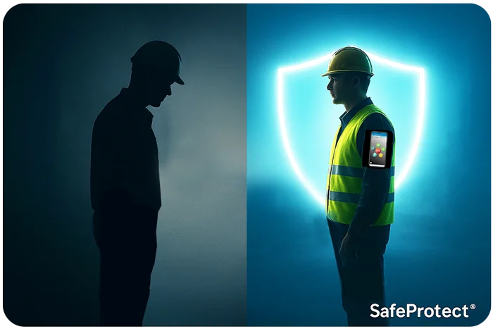 Ouvrier protégé par application PTI SafeProtect