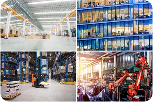 Usines, sites de production, entrepôts, bâtiments sur plusieurs niveaux