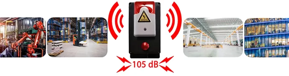 La sirène d'alerte 105 dB permet d'entendre un SOS même dans des environnements bruyants, tels que usine, entrepôts, site de production.