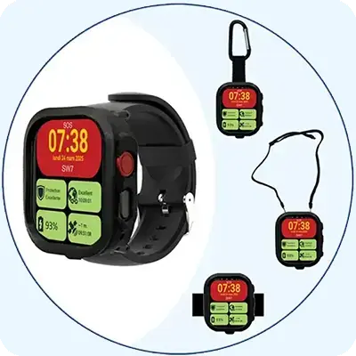DATI multiport SafeWatch SW7 - montre, mousqueton, ceinture, tour de cou