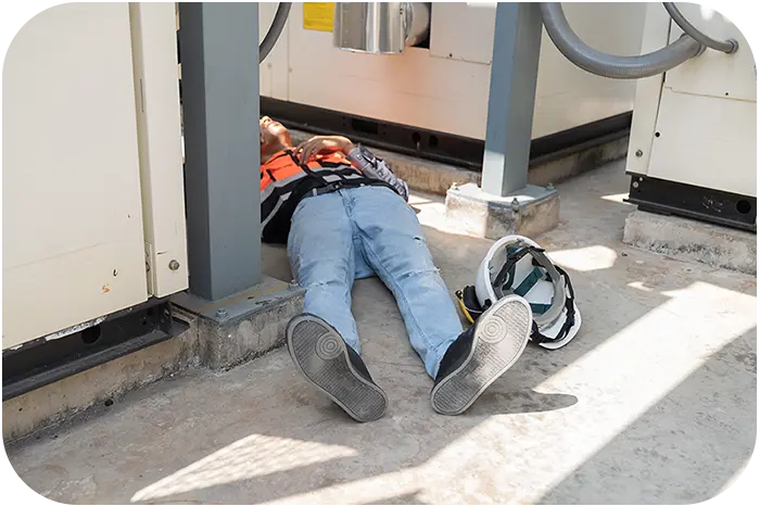 Ouvrier inconscient sur un chantier